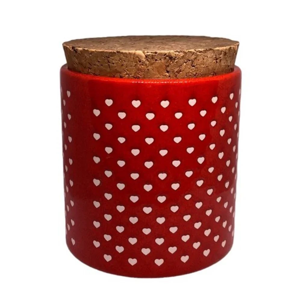 Vintage Rare Waechtersbach West Germany Red Ceramic‎ Heart Jar With Cork Lid